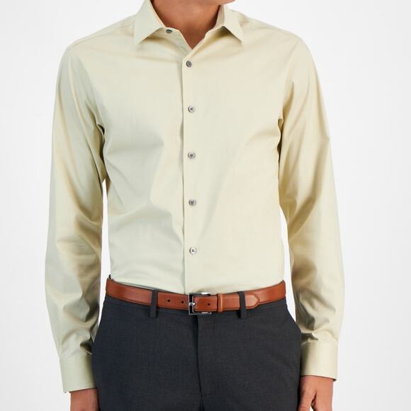 Alfani Men's Slim-Fit Temp Regulating Dress Shirt, Brown Rice 17-17.5 36-37 $65 - Picture 2 of 10